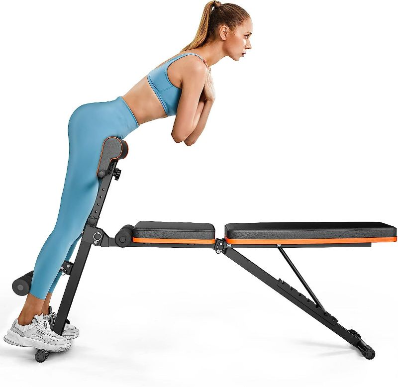 Photo 1 of PERLECARE Adjustable Weight Bench for Full Body Workout, All-in-one Exercise Bench Supports up to 772lbs, Foldable Flat, Incline, Decline Workout Bench with Two Exercise Bands for Home Gym