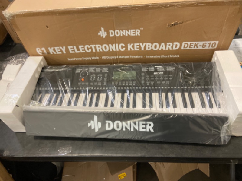 Photo 2 of Donner Keyboard Piano, 61 Key Piano Keyboard for Beginner/Professional, Electric Piano with Piano Stand, Stool, Microphone & Piano App, Supports MP3/USB MIDI/Microphone/Insertion of the pedal DEK610+Mic+Stand+Stool