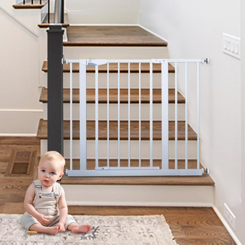 Photo 1 of 29”-40" Baby Gate for Stairs, Child Gates for Doorways, Pet Gates for Dogs, Safety Gates for Toddlers/Kids, White