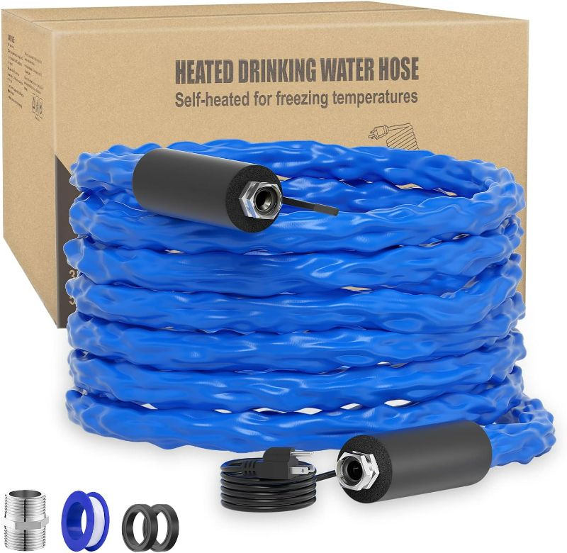 Photo 1 of 33FT Heated Water Hose for RV, Heating Hose with Intelligent Self-Regulating Thermostat, 1/2" Inner Diameter Withstand Temperatures Down to-40°F Lead and BPA Free