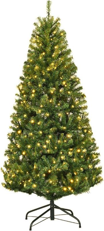 Photo 1 of GOFLAME 4ft Pre-Lit Artificial Christmas Tree, Premium Spruce Hinged Tree with Metal Stand, 11 Flash Modes with Multicolored LED Lights, Traditional Indoor Decoration for Festival Party Holiday