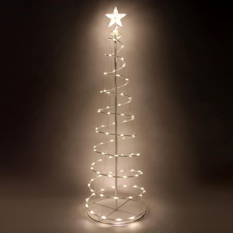 Photo 1 of 5FT Christmas Spiral Tree Yard Light 100 Pre-Lit LED Warm White Lights
