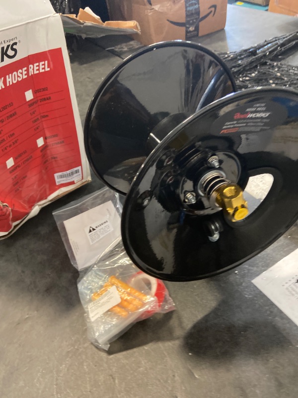 Photo 1 of REELWORKS Air-Hose-Reel Retractable Hand Crank Reel 3/8" Inch x 50' Feet 300 PSI / 20 BAR Heavy Duty Steel Construction Locking Spring Max Working Pressure (Hose Not Included)