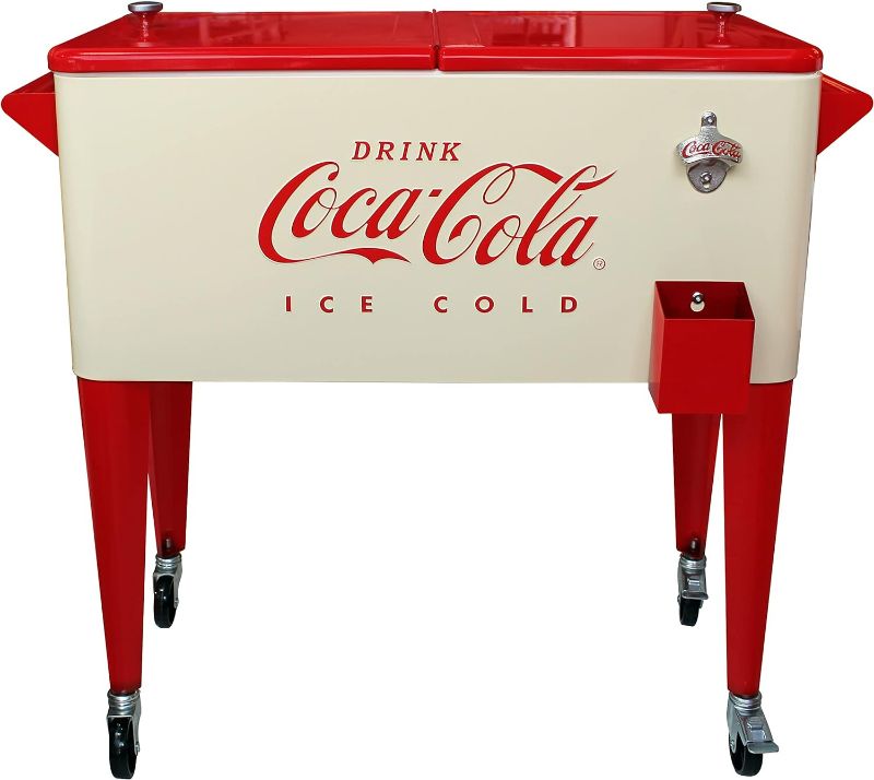 Photo 1 of Leigh Country CP 98131 80 QT Cream and Red Coca-Cola Rolling Cooler