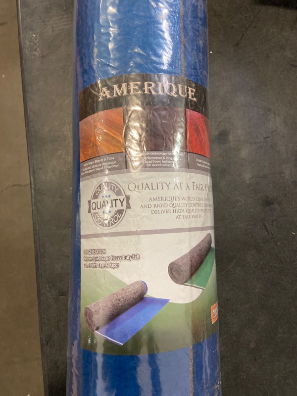 Photo 1 of AMERIQUE 691322307061 200SQFT Royal Blue 5TH Generation Extreme Quiet Super Heavy Duty Felt 3-in-1 Underlayment Padding with Tape & Vapor Barrier, 3.2MM, 200 Square Feet