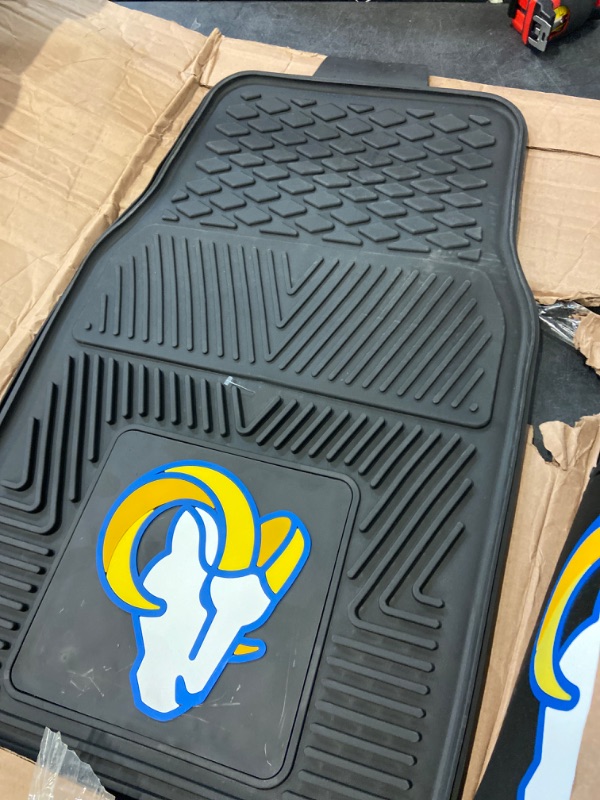 Photo 3 of Fanmats Los Angeles Rams Set of 4 Car Mats for Cars, SUV, Pickups - All Weather Technology Protection, Deep Reservoir Design, Universal Fit - 3D NFL Team Logo - 29”x17” Front - 14” x 17” Rear Mat
