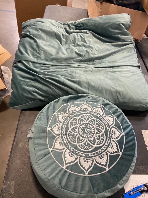 Photo 2 of Florensi Meditation Cushion - Comfortable Floor Pillow - Traditional Tibetan Meditation Pillow with Beautiful Velvet Cover - Large Floor Cushion Seating for Adults - Premium Yoga Buckwheat Bolster