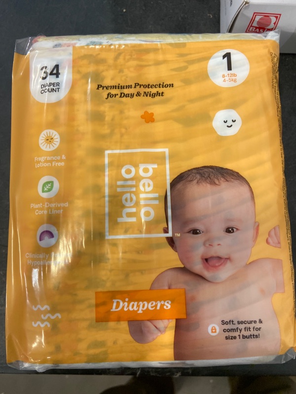 Photo 1 of Size 1, Hello Bello Premium Baby Diapers Size 1 I 34 Count of Disposeable, Extra-Absorbent, Hypoallergenic, and Eco-Friendly Baby Diapers with Snug and Comfort Fit I Sleepy Sloths