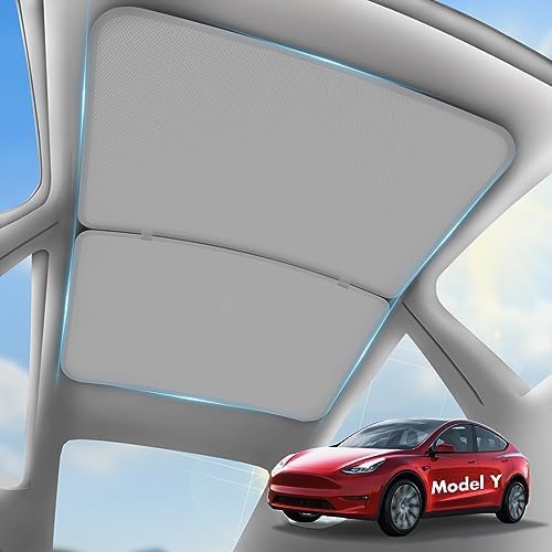 Photo 1 of Tesla Model Y Sunshade Roof Window Insulation UV Rays Protection, No Sag Foldable New Upgrade 2-in-1 Heat Insulation Cover Sun Blocking Roof Shade Shading Rate 99%, Model Y Accessories 2019-2023