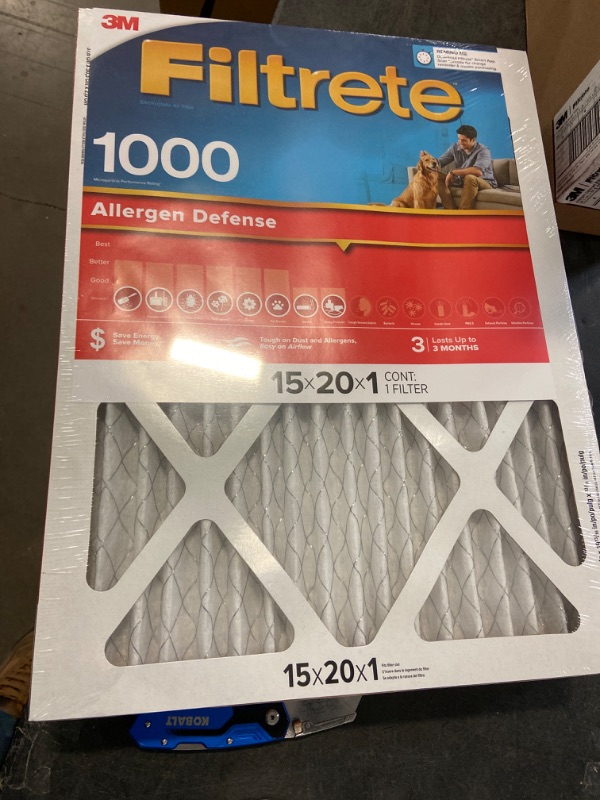 Photo 2 of Filtrete 9806-4 15x20 x 1 In. Micro Allergen Defense Pleated Furnace Air Filter, Red, MPR 1000, 3 Months - Quantity 4