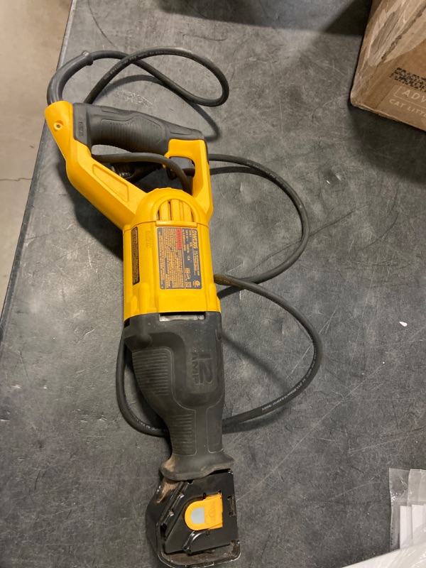 Photo 2 of DEWALT Reciprocating Saw, 12 Amp, 2,900 RPM, 4-Position Blade Clamp, Variable Speed Trigger, Corded (DWE305)
