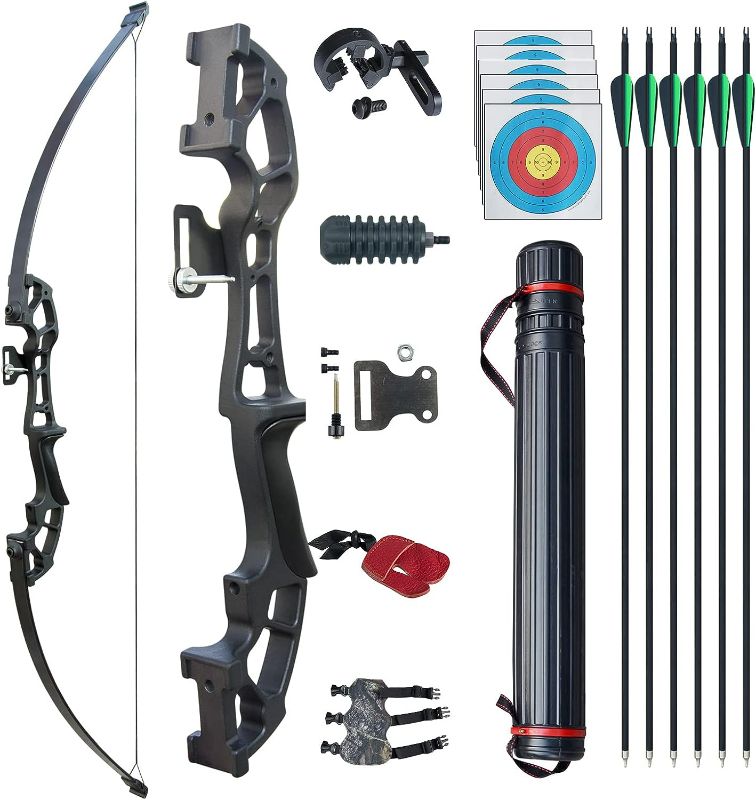 Photo 1 of D&Q Archery 50" Takedown Bow and Arrows Set for Adults 30lb  Metal Riser Right Hand Longbow Kit for Beginner to Intermediate Hunting Target
