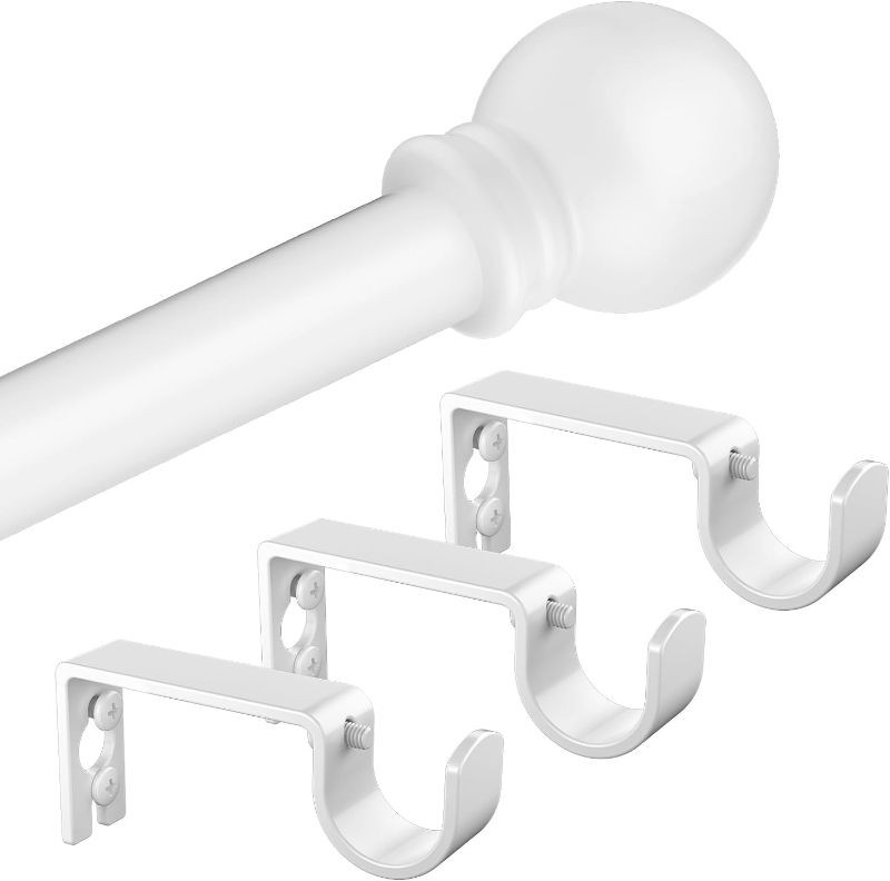 Photo 1 of White Curtain Rods for Bedroom Hardware Kit 5/8