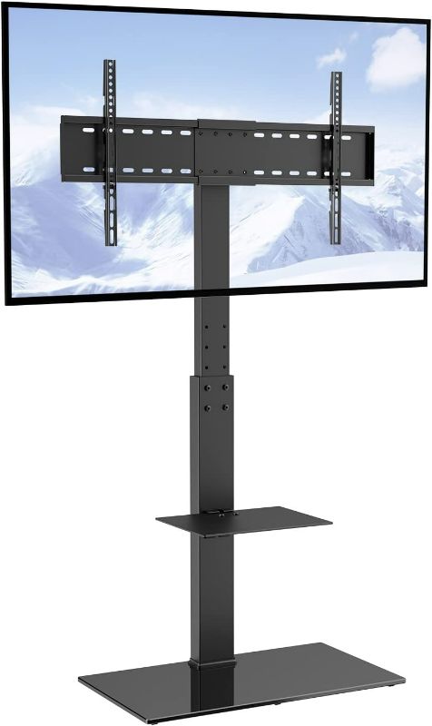 Photo 1 of VEVOR TV Stand Mount, Swivel Tall TV Stand for 32-85 inch TVs Screen Holds up to 110lb, Height Adjustable Portable Floor TV Stand with Tempered Glass Base for Bedroom, Living Room, Max VESA 400x800mm
