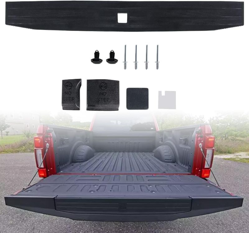 Photo 1 of RANSOTO Tailgate Molding Trim Compatible with 2017-2022 Ford F250 F-250 F350 F-350 Super Duty Flexible Flex Step Cap Top Trim Protector Cover Replaces HC3Z9940602A, FO1904134
