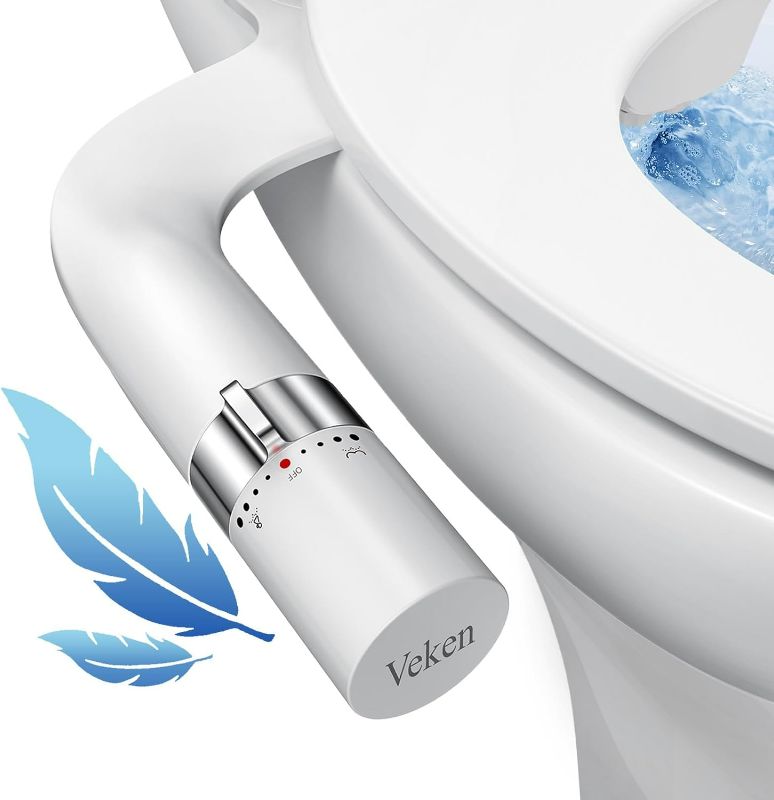 Photo 1 of Veken Ultra-Slim Bidet, Non-Electric Dual Nozzle (Posterior/Feminine Wash) Fresh Water Sprayer, Adjustable Water Pressure, Bidet for Toilet Seat Attachment, Stainless Steel Inlet Badays
