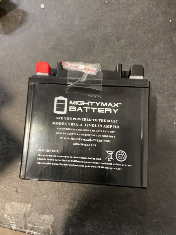 Photo 2 of YB9A-A -12 Volt 9 AH, 130 CCA, Rechargeable Maintenance Free SLA AGM Motorcycle Battery 1 Pack