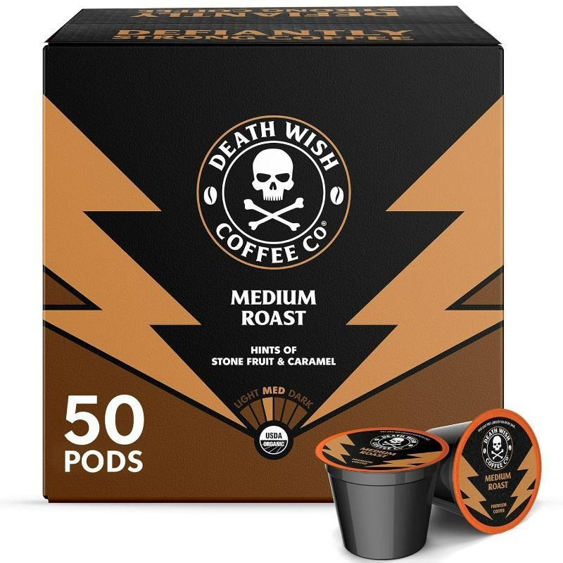 Photo 1 of Death Wish Coffee Co Death Cups, Medium Roast, 0.44 Oz, Case of 36 Cups
