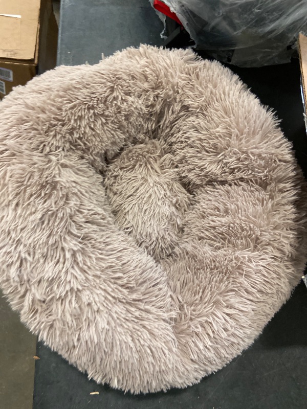 Photo 1 of WESTERN HOME WH Calming Dog & Cat Bed, Anti-Anxiety Donut Cuddler Warming Cozy Soft Round Bed, Fluffy Faux Fur Plush Cushion Bed for Small Medium Dogs and Cats (20"/24"/27"/30")
