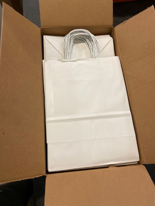 Photo 2 of RACETOP White Paper Bags with Handles Bulk,8"x4.5"x10.8" 50Pcs,Gift Bags Medium Size,White Gift Bags with Handles,Gift Bags Bulk,Retail Bags,Party Bags,Shopping Bags,Merchandise Bags 1 Count (Pack of 50) White