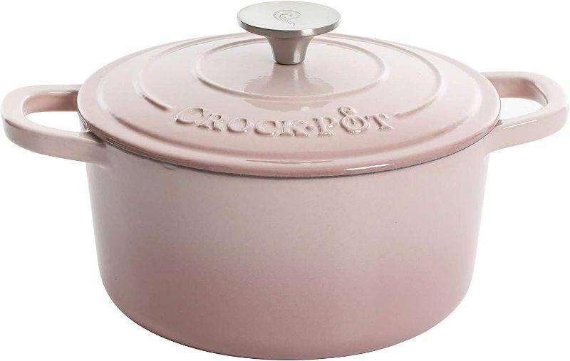 Photo 1 of Crock-Pot Artisan Round Enameled Cast Iron Dutch Oven, 5-Quart, Blush Pink
