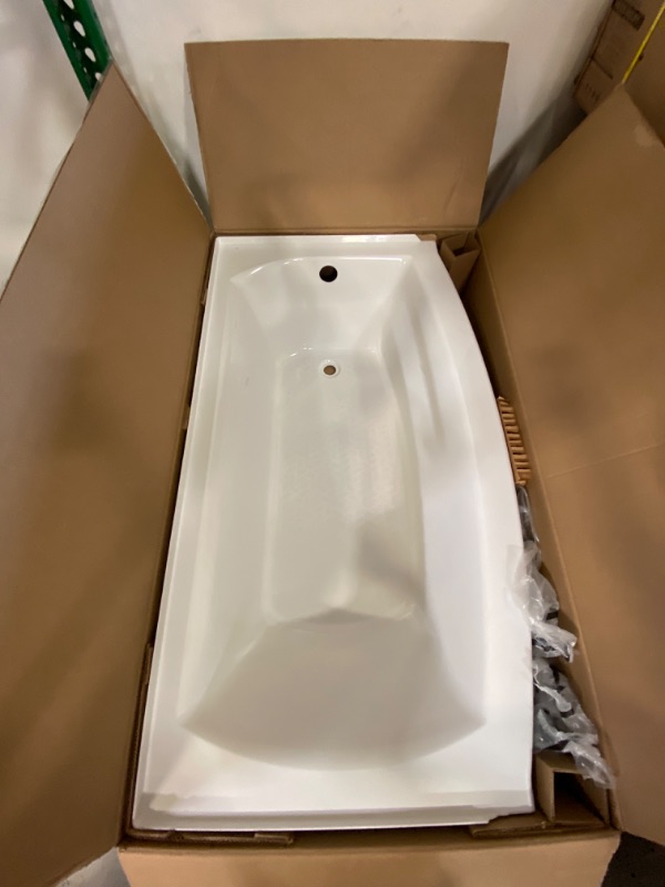 Photo 1 of American Standard Elevate 60-in x 30-in Arctic White Fiberglass/Plastic Composite Alcove Soaking Bathtub (Right Drain)
