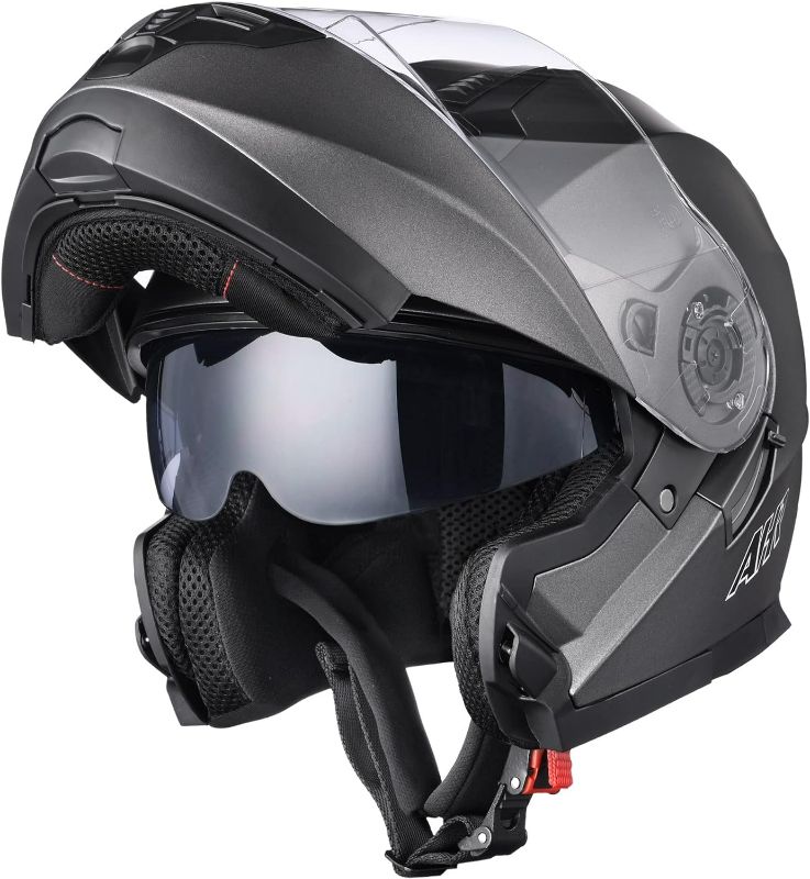 Photo 1 of AHR Motorcycle Helmet Dual Visor Modular Flip up Full Face Helmet DOT Approved - AHR Helmet Run-M1 & M3 for Adult Motorbike Street Bike Moped Racing
