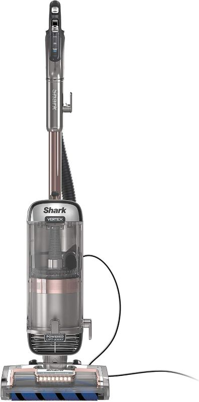 Photo 1 of Shark AZ2002 Vertex Powered Lift-Away Upright Vacuum with DuoClean PowerFins, Self-Cleaning Brushroll, Large Dust Cup, Pet Crevice Tool, Dusting Brush & Power Brush, Silver/Rose Gold
