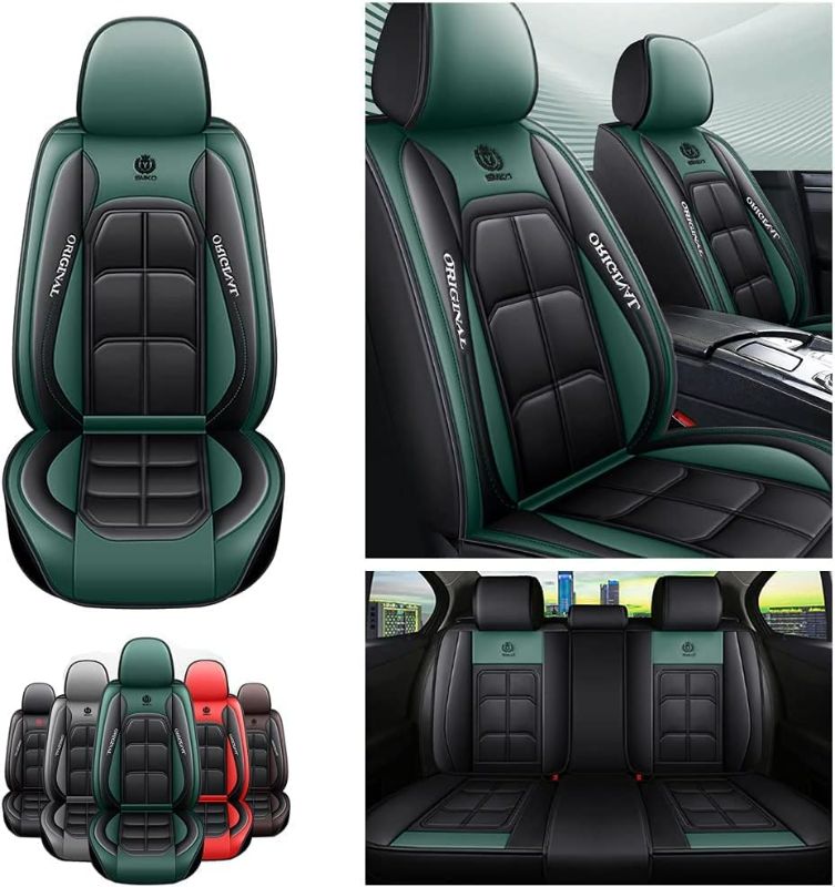 Photo 1 of Luxury Car Seat Covers Fit for CRV 1998-2021 5-Seats Full Set Leather Automotive Vehicle Cushion Cover, Waterproof Leather Seat Protectors MH82 Green
