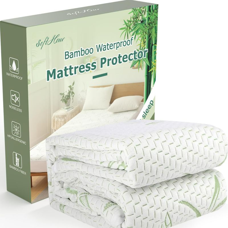 Photo 1 of Waterproof Mattress Protector Full Size Bamboo Viscose Cooling and Breathable Mattress Pad Cover, Deep Pocket Fitted Sheet-Up to 21" Hypoallergenic Mattress Protection 3D Air Bed Cover for Cozy Sleep
