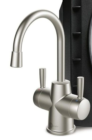 Photo 1 of InSinkErator 2-Handle Drinking Water Faucet in Satin Nickel with 2/3-Gallon, Filter-Compatible, Stainless Steel Tank, HC250SN-SS
