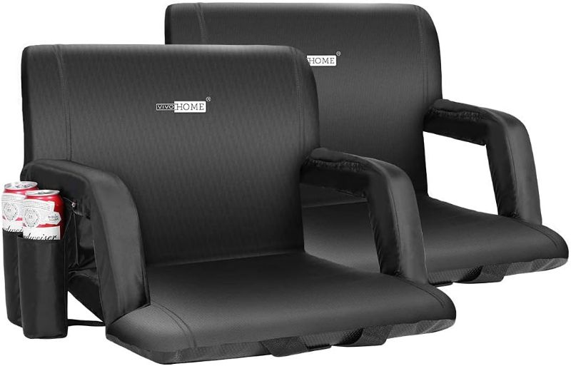 Photo 1 of VIVOHOME Portable Reclining Stadium Seat Chairs for Bleachers with Padded Backrest and Adjustable Armrests, Set of 2
