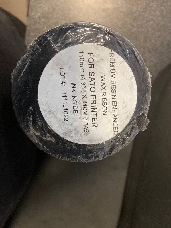 Photo 2 of 1 Roll Wolfbarco 4.33" x 1345' (110mm x 410m) Premium Resin Thermal Transfer Ribbon for Label & Barcode for SATO printers, Core size 1", CSI (Coated Side In)
