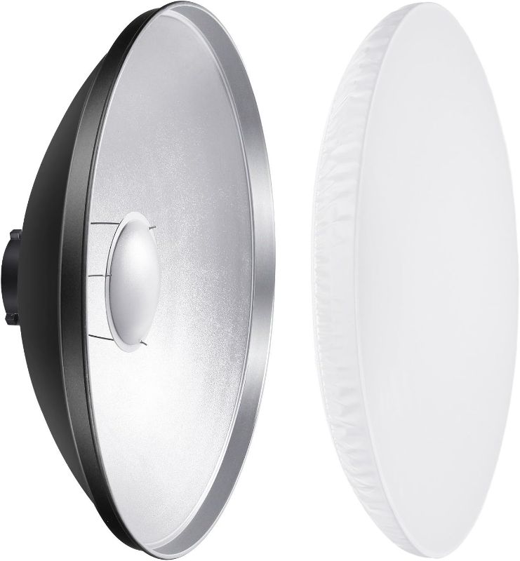 Photo 1 of NEEWER 16"/41cm Aluminum Standard Reflector Beauty Dish with White Diffuser Sock for Bowens Mount Studio Strobe Flash Light, NEEWER Vision 4 ML300 S101-300W S101-400W etc
