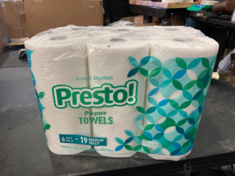 Photo 2 of Amazon Brand - Presto! Flex-a-Size Paper Towels, 158 Sheet Huge Roll, 6 Count (Pack of 1), 6 Huge Rolls = 19 Regular Rolls