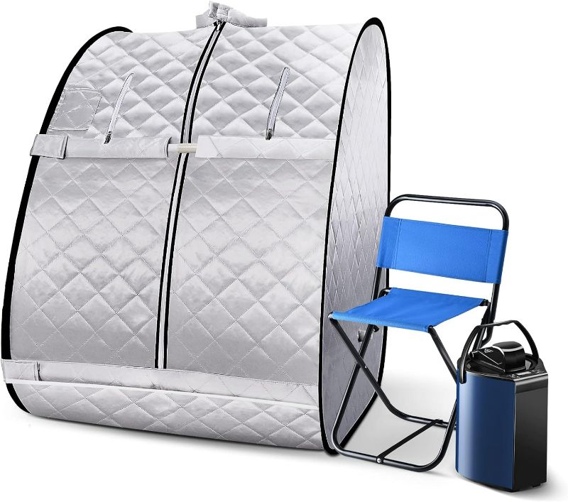 Photo 1 of Portable Steam Sauna, Foldable Lightweight Steam Saunas for Home Spa, 3L & 800W Steam Generator with Protection, Bag & Chair Included, Steam Sauna with Remote Control for Recovery Wellness Relaxation
