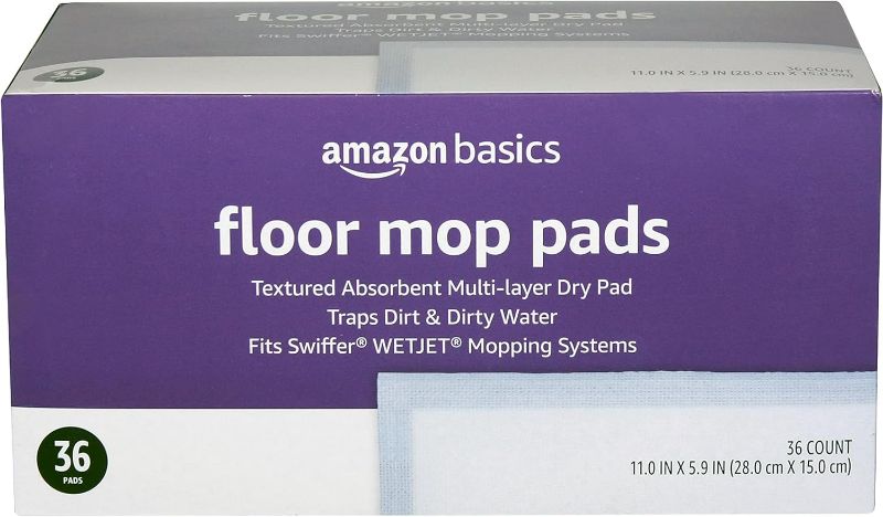 Photo 1 of Amazon Basics Multi-Layer Dry Floor Mop Pads, 36 Count, Pack of 1
