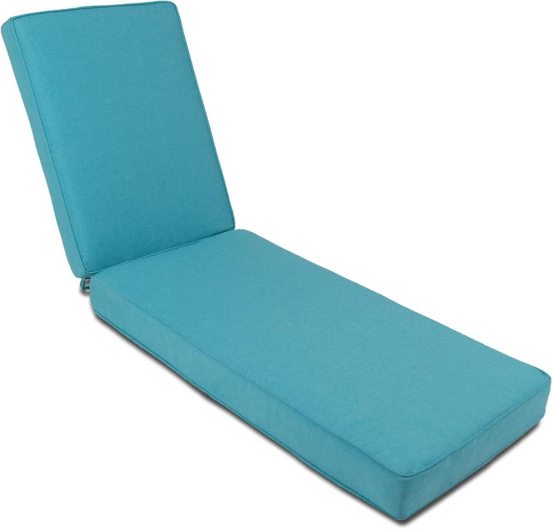 Photo 1 of Sundale Outdoor Olefin Water-Resistant Patio Chaise Lounge Cushions, Thick Durable Lounger Pad with Straps, Perfect for Yard, Garden, Poolside (Turquoise, 80" W x 26" D x 4" T)
