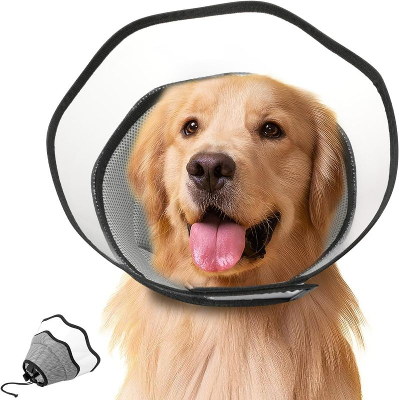 Photo 1 of (XLSoft Dog Cone Collar for After Surgery, Adjustable Dog Recovery Collars for Large Medium Small Dogs, Breathable Dog Protective Cone for Pets to Stop Licking, Dog Surgery Collar, XL Size, Grey
