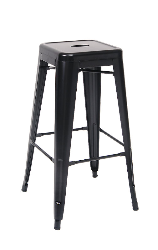 Photo 1 of Signature 30 Inches Metal Bar Stools High Backless Stools Indoor Outdoor Stackable Kitchen Stools, Black, Set of 1