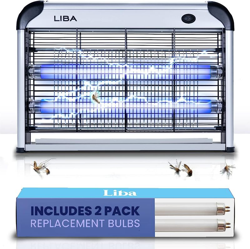 Photo 1 of LiBa Electric Bug Zapper, Indoor Insect Killer - (2) Extra Replacement Bulbs - Fly, Mosquito Killer and Repellent - Lightweight, Powerful 2800V Grid, Easy-to-Clean, with a Removable Washable Tray.
