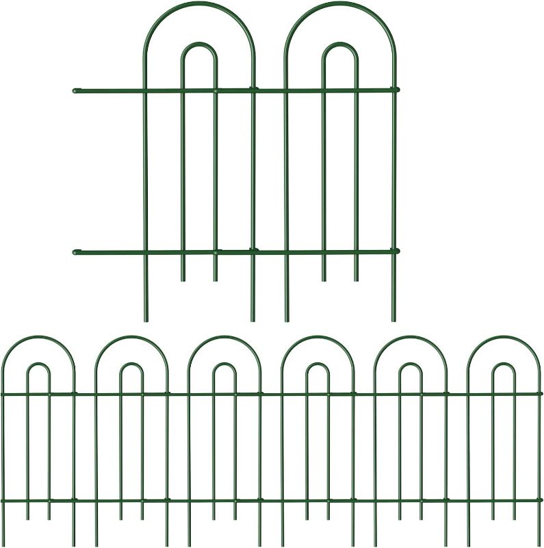 Photo 1 of AMAGABELI GARDEN & HOME 14 panels Decorative Garden Fences and Borders for Dogs 32in(H)×20ft(L) No Dig Metal Fence Panel Garden Edging Border Fence For Animal Barrier Fencing for Flower Bed Yard Green
