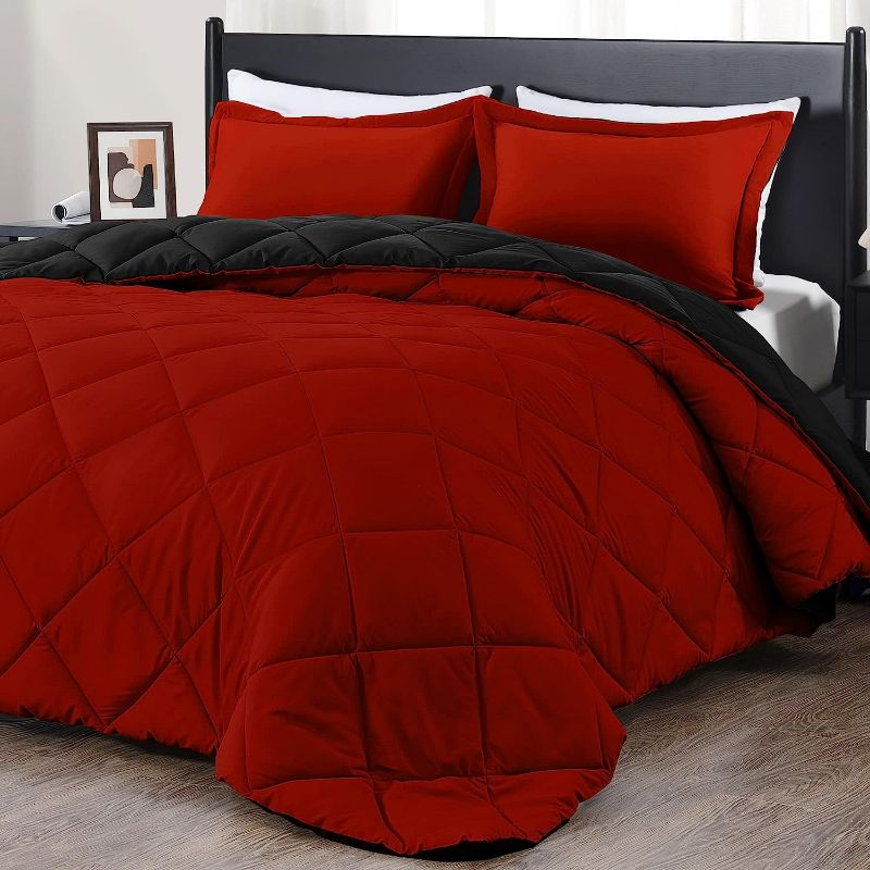 Photo 1 of downluxe King Size Comforter  - Red and Black King Comforter, Soft Bedding Sets for All Seasons  1 Comforter (104"x92") 