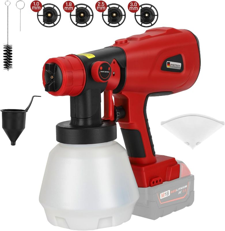 Photo 1 of Paint Sprayer for Milwaukee M18 18V Battery, HVLP Spray Paint Gun with Brushless Motor and Copper Nozzle, 200W Cordless Paint Sprayer for Home Interior and Exterior, House Painting(Tool Only)
