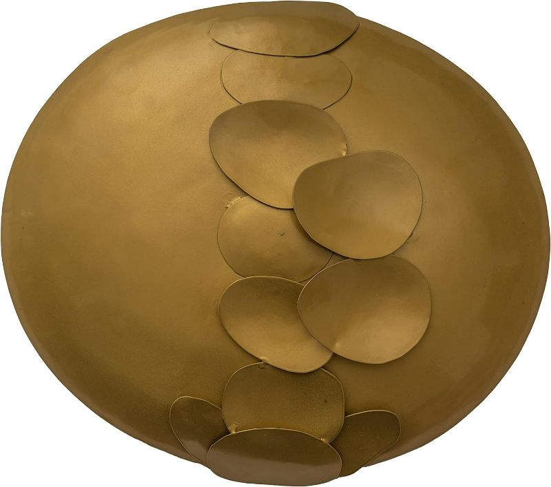 Photo 1 of Modern Abstract Metal Wall Sculpture - Oval, Gold Wall Decor - Unique, Modern, Minimalist - sold inidvidually
