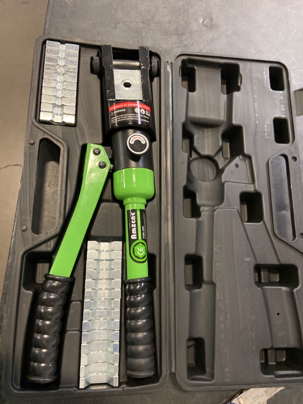 Photo 2 of AMZCNC 16 Ton Hydraulic Wire Crimper Battery Cable Lug Terminal Crimping Tool,Crimps 10 AWG to 600 MCM, Cable Crimping Tool ?with 13 Pairs of Dies 9AWG~600MCM Crimping Tool