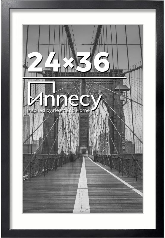 Photo 1 of Annecy 24x36 Frame Black 1 Pack, Classic 24x36 Picture Frame Display 20x30 Pictures with Mat or 24x36 without Mat, Horizontal and Vertical for Wall-Mount, Decorate Home and Office with Large Paintings
