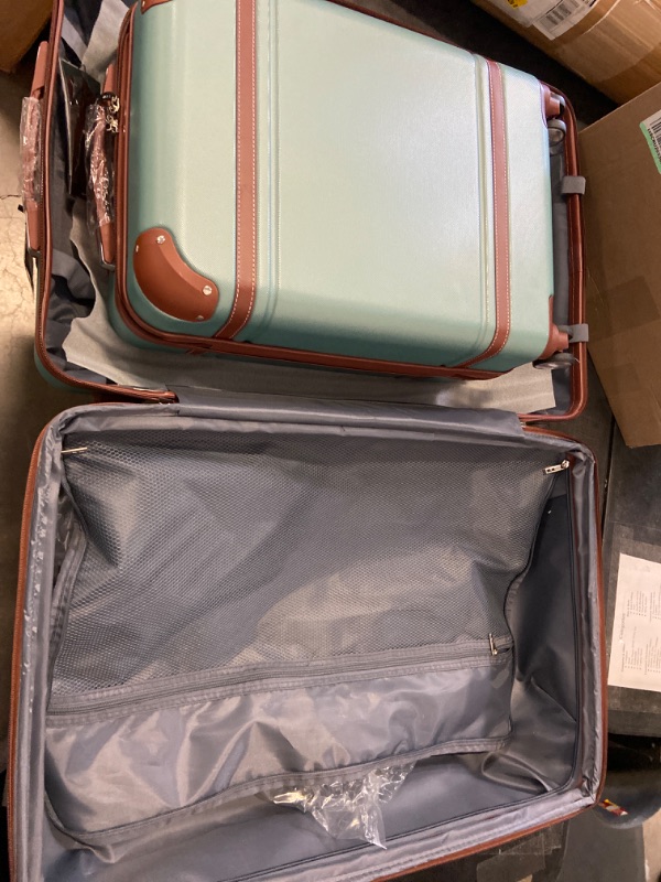 Photo 3 of Merax Luggage Set 2 Piece Suitcase Set with Cosmetic Case Expandable Spinner Wheels Vintage Luggage Sets(Blue Green,20"+24")
