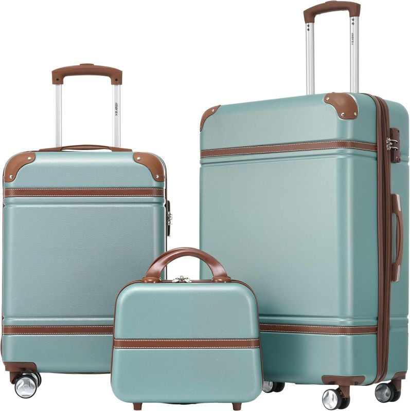Photo 1 of Merax Luggage Set 2 Piece Suitcase Set with Cosmetic Case Expandable Spinner Wheels Vintage Luggage Sets(Blue Green,20"+24")
