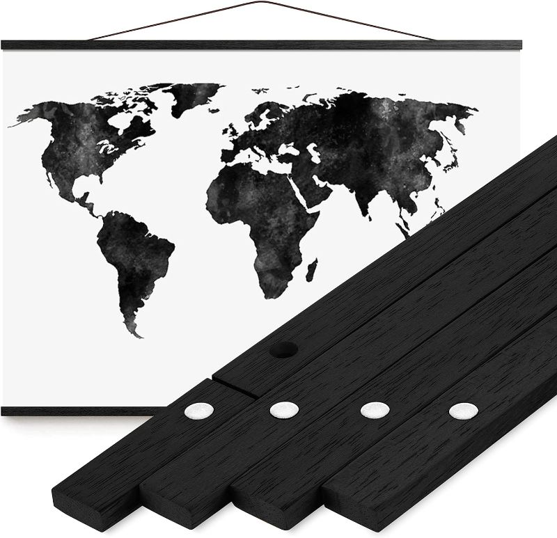 Photo 1 of Black Magnetic Poster Hanger Frame 40",Premium Quality Wood, Quick & Easy Setup, Full Hanging Kit for Wall Art/Prints/Canvas/Photos/Pictures/Artwork/Scratch Map (40x30 40x48 40x36)
